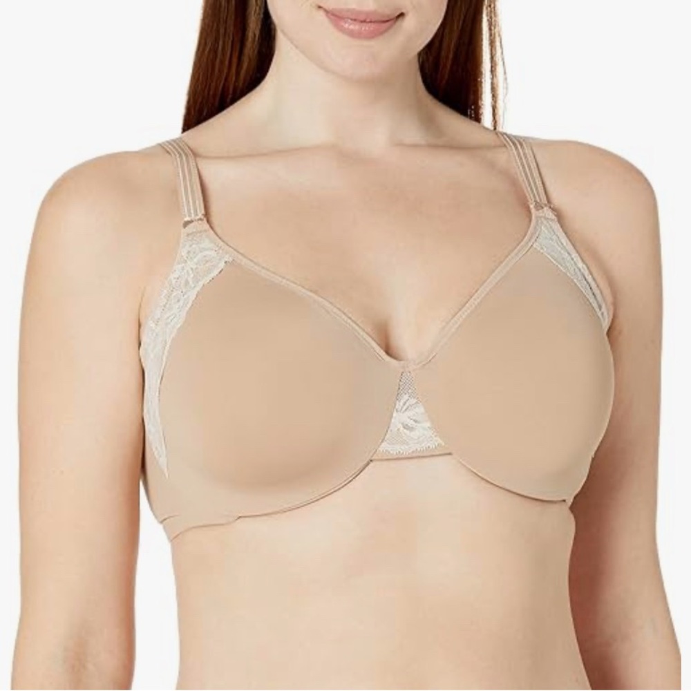 Women's Olga Beige Lace Trim Bra 40D, Style G18961A NWOT